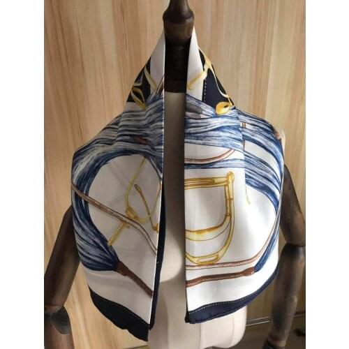 2021 new arrival fashion elegant brand chain 100% silk scarf 90*90 cm square shawl twill wrap for women lady girl