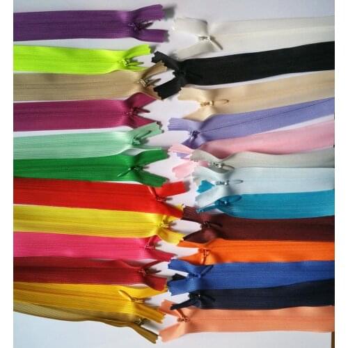 50pcs (can choose the colors) 3# Invisible Zippers 60CM Close End Nylon Zippers For Sewing Tailor Tools 25 Colors