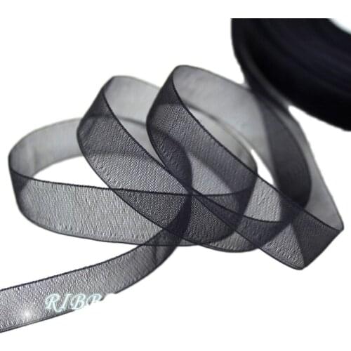50 yards/roll) 12mm Organza ribbons wholesale black gift wrapping decoration Christmas ribbons