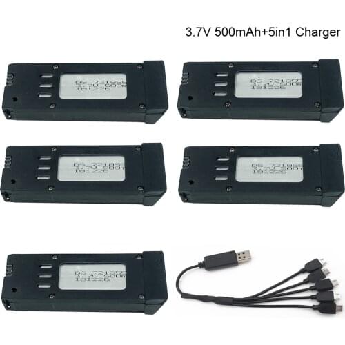 3.7V 500mAh battery with 5in1 Charger for E58 JY019 for Folding 4-axis UAV D30 RC Quadcopter Spare Parts DS 721855
