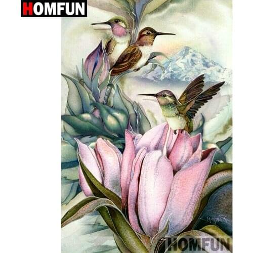 HOMFUN Diamond Painting Cross Stitch "Bird flower" 5D DIY Diamond Embroidery Full Square/round Rhinestone Of Picture A08834