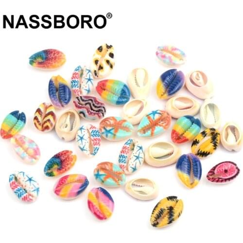 10-17mm Different Pattern Printed Natural Color Shell Beads Conch Natural Stone Beads For Jewelry Making Diy Accessories