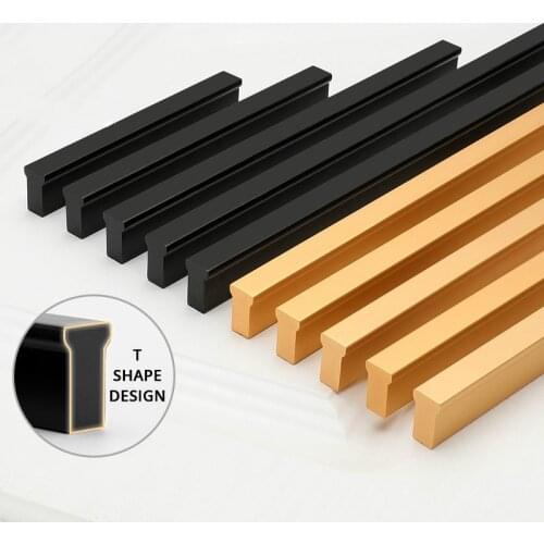 JD American Style Black Cabinet Handles Gold T Bar Aluminum Alloy Kitchen Cupboard Pulls Drawer Knobs Furniture Handle Hardware