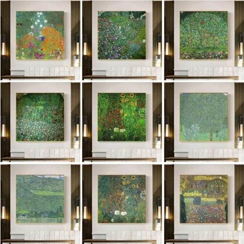 Flowers and Landscape Famous Paintings By Gustav Klimt Canvas Poster Reproductions on The Wall Classical Wall Art Pictures