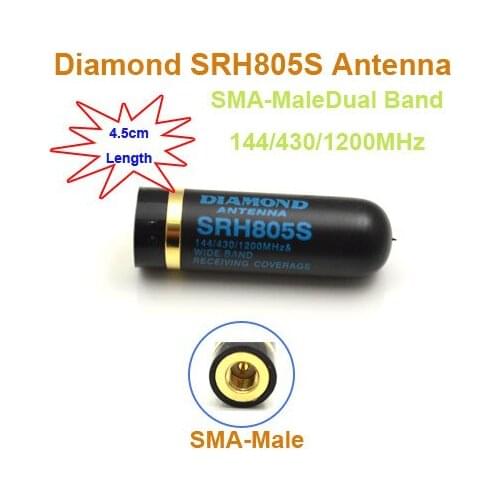 Length 4.5CM Only SMA-Male Dual Band 144/430/1200MHz Antenna SRH805S for UV-3R PX-2R VX-3R TH-F5 KG-UV6D TH-UV3R TH-UVF9