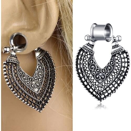 Fanpeijy Ear Plug Tunnel Gauge Stretcher Piercing Pink Vintage Pendant Stainless Steel Screw Earrings Gauges Tunnels For Ear