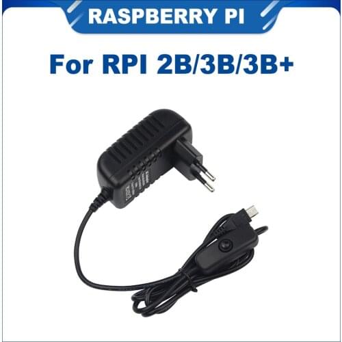 ITINIT R125 Raspberry Pi 3 Model B+ Power Adapter 5V 3A Micro USB Power Supply With Switch EU/UK/AU/US Plug Raspberry Pi 3B+/3B