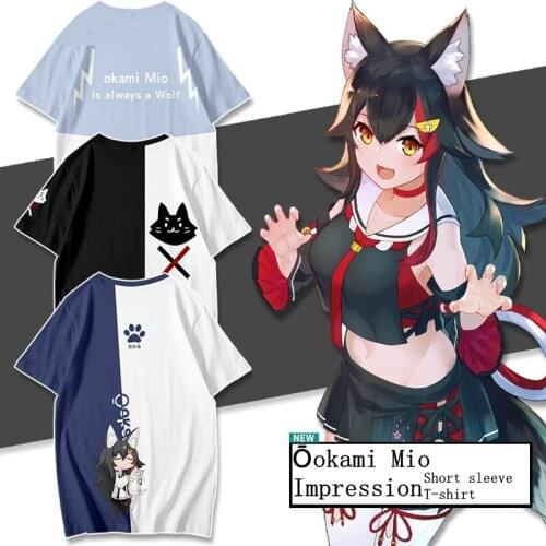 New character Ōokami Mio anime peripheral short-sleeved T-shirt Japanese two-dimensional youth thin summer and autumn clothing
