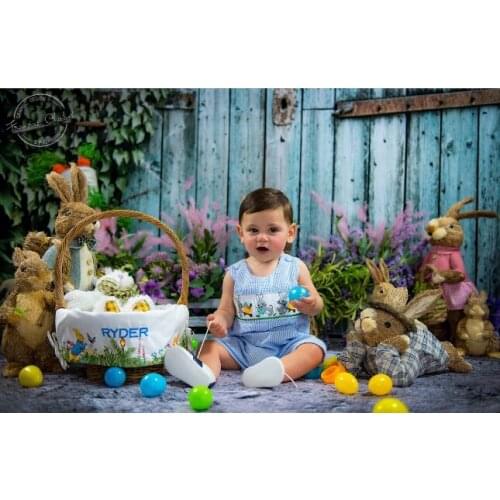 HUAYI Photo Background Old Wood barn door Photography Backdrops Newborns Baby Child Studio Easter Bunny Spring Backdrop D-3790