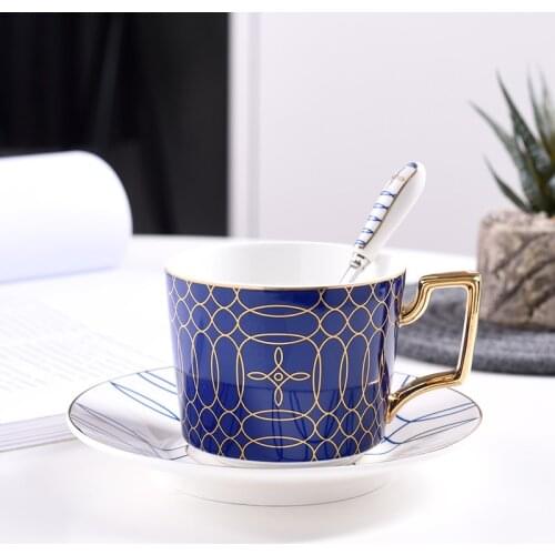 Ceramic Coffee Cups Saucers Breakfast Milk Tea Mugs Cup With Spoon Drinkware Kitchen Utensils Wedding Gifts Gift Box 200ML