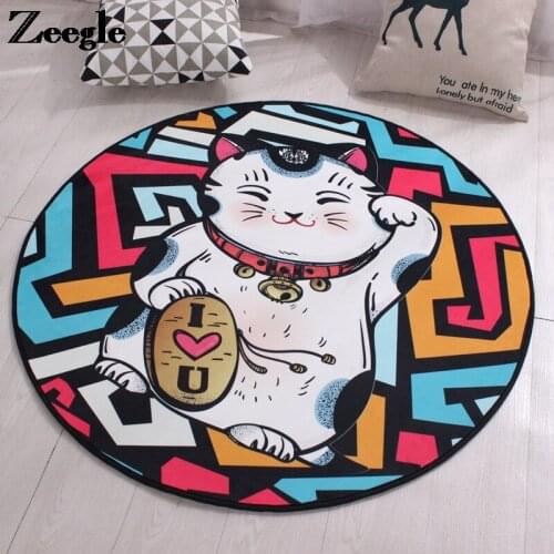 Lucky Cat Printed Bedroom Carpet Anti-slip Childrens Room Carpet Rug Home Decortain Outdoor Carpets for Living Room Floor Mat