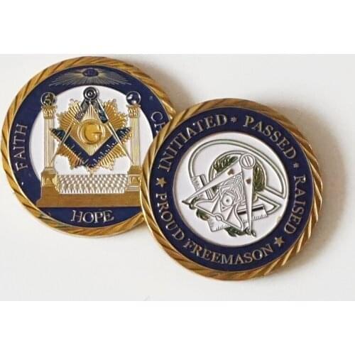 Freemason Souvenir Masonic Metal coins Commemorative Medal souvenir Gold plated mason freemason