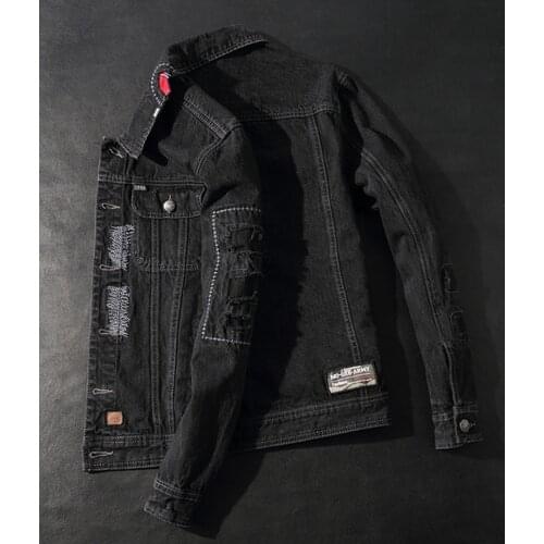 Fashionable and casual Street men in Europe and the United States denim jacket individual stitching slim men jacket trend men