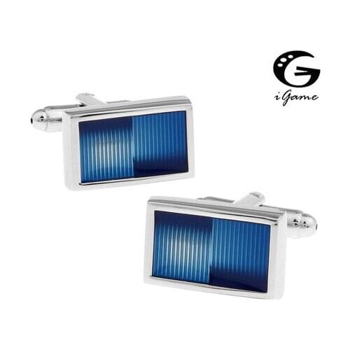 Fashion Blue Colour Rectangle Enamel Style Cuff Links