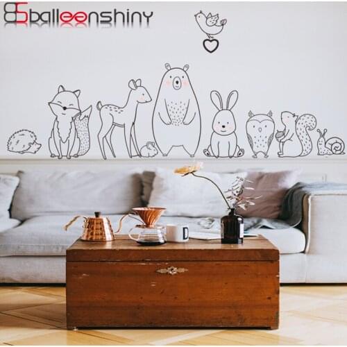 BalleenShiny Lovely Cartoon Animal Rabbit Home Wall Sticker Decoration Self-adhesive Living Room Bedroom Mural Decals