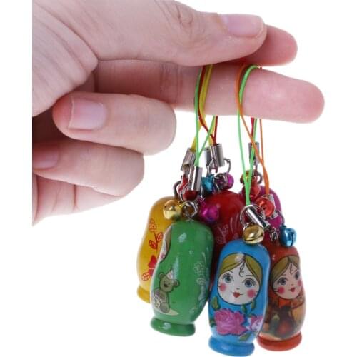 New Cute Russian Nesting Dolls Matryoshka Doll Keychain Phone Hanger Bag Gifts 24BE