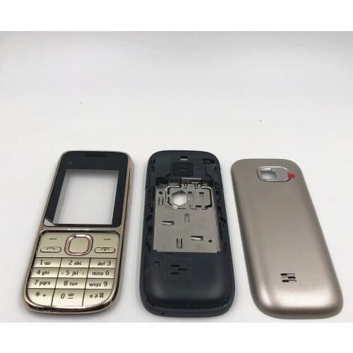 New Phone Full Housing Cover Case With Hebrew Stamp or Russian Or English or Arabic Keypad For Nokia C2-01 C201