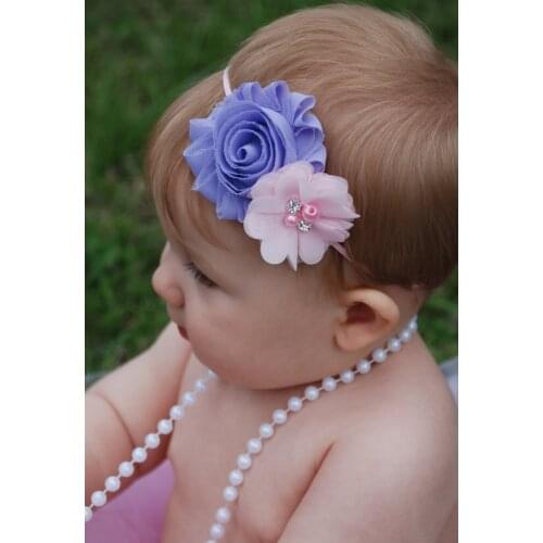 New Shabby Chic Flower With Chiffon Flower Baby Headband 18 Colors To Choose Cute Newborn Baby Headband Gift