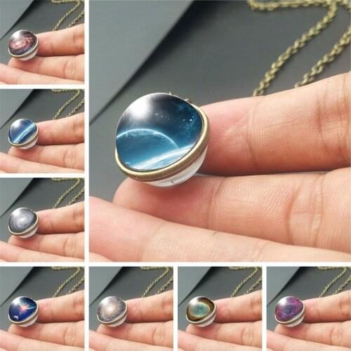 Constellation double-sided glass vast starry black hole Cosmic wonder necklace geometric round ball nature time lucky necklace