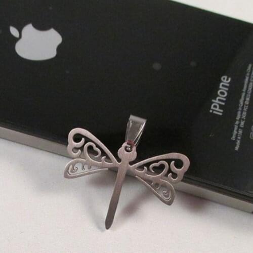 To send 32*24MM 3pcs/lot titanium steel, stainless steel dragonfly pendant design of DIY accessories 011002008