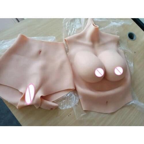 Sale 2 in 1 New G CUP Halfbody Fake Artificial Boobs Breast Forms and Vagina Panty Crossdresser Shemale Drag Queen Transgender