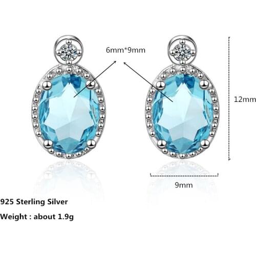 Buyee 925 Sterling Silver Samll Stud Earring Women Royal Blue Kate Queen Rhinestones Earrings for Women Fashion Wedding Jewelry