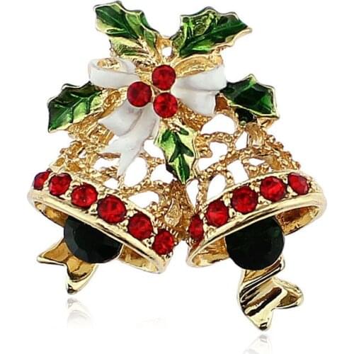 Rhinestone Christmas Bells Brooch Pins For Women Christmas Gifts For The New Year Christmas Brooch