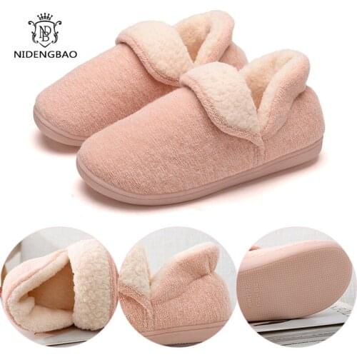 Women Indoor Slippers Short Plush Winter Flat Shoes Female Home Soft Slippers Bedroom Slides Slip on Female House Floor Slippers
