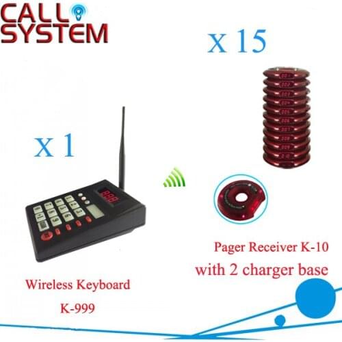 Restaurant Pager System 2 colors coaster to choose, 1 transmitter + 15 pagers for one set