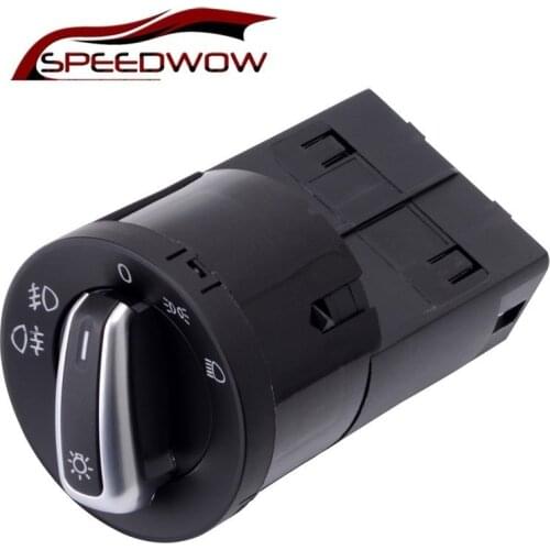 SPEEDWOW ABS Chrome Headlight Control Switch Fog Lamp Control Switch For VW Golf MK4 Jetta 4 Bora Passat B5 3BD941531 Black