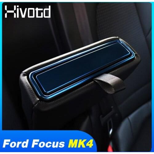 Car Styling Chrome Center Console Armrest Box Frame Sticker Interior Decoration For Ford Focus MK4 ST Line 2019 2020 Accessories