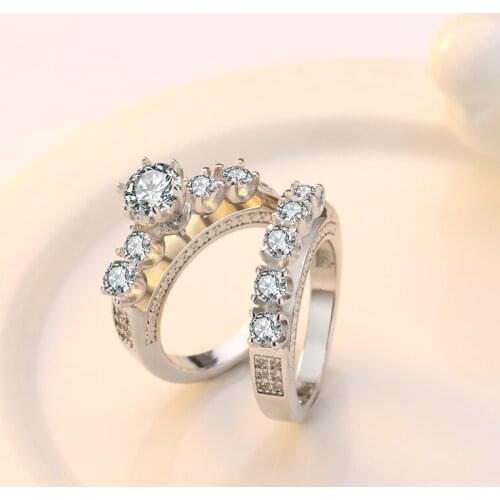 WYJZY Micro-set clear zircon couple ring ladies casual wear fine jewelry party fashion wedding ring