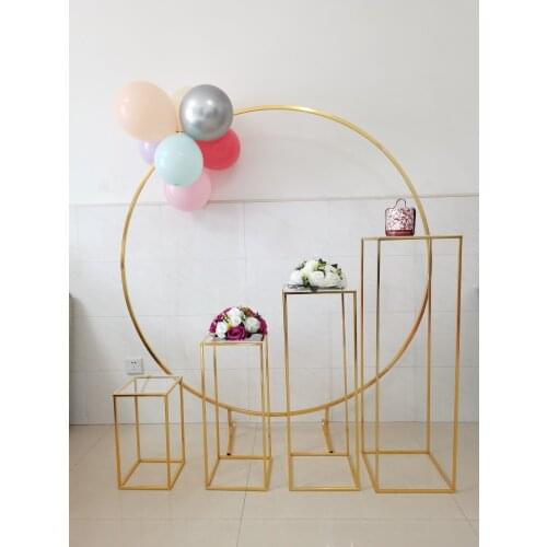 Wedding Flower Bouquet Plinths Table Stage Iron Circle Birthday Party Arch Backdrops For Balloon Sash Toys Craft DIY Floral Rack