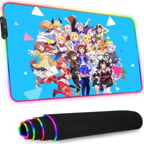 Led Mousepad Rgb Anime Genshin Impact Pc Gamer Girl Kawaii Gaming Accessories Helltaker Santoro Gorjuss Longteng Rubber Base