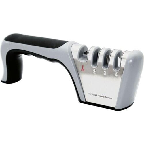 Knife Sharpener 4 In 1 Diamond Coated&Fine Rod Knife Shears and Scissors Sharpening Stone System Stainless Steel Blades