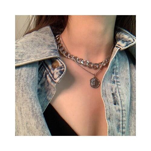 Vintage Multi-layer Coin Chain Choker Necklace For Women Gold Silver Color Fashion Portrait Chunky Chain Necklaces Jewelry