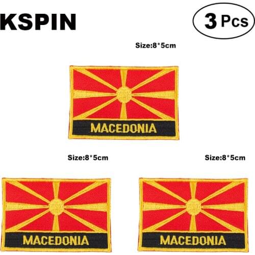 Macedonia Rectangular Shape Flag patches embroidered flag patches national flag patches for clothing DIY Decoration