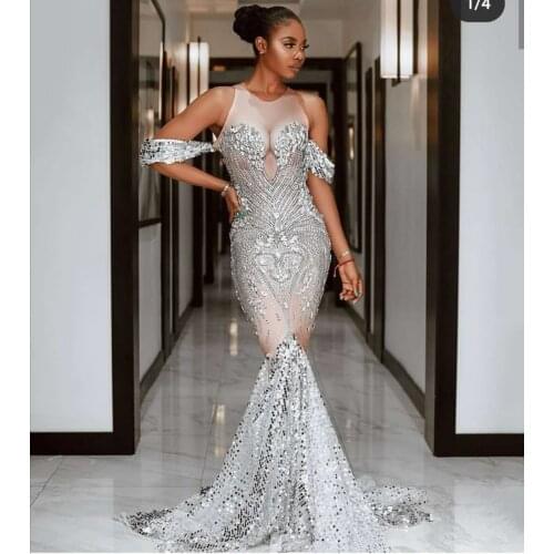 High elastic Crystals Sexy Ladies Full Rhinestones Sequined costume DJ DS Elegant Homecoming Evening Party Dress