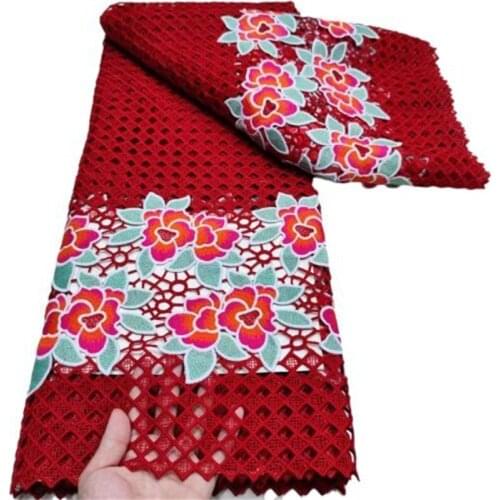 High Quality Embroidered Nigerian Net Lace Fabric France Cord Lace Fabric African Lace For Party Dress Popular Dubai Style Red