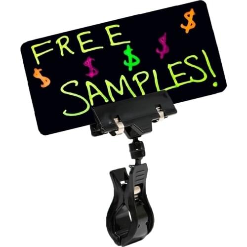 Clip-on 5-1/8" Deli Chalkboard Black Tags Pop Sign Holder for Wet Erase Rectangular 4-inch Clip