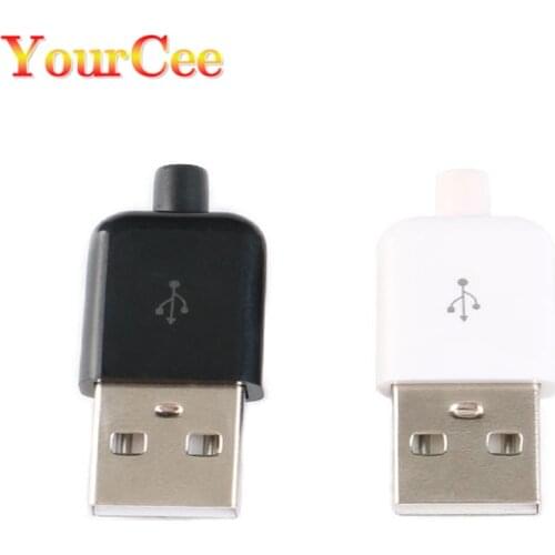 10PCS DIY USB 2.0 Connector Plug Male A Type 4 Pin Assembly Adapter Socket Solder Type Black Plastic Shell For Data Connection