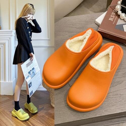 2121 Women Waterproof Indoor Slippers Soft EVA Lovers Winter Shoes Warm Plush Slip-on Women Men Home Floor Slipper