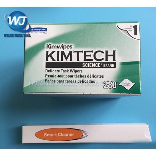 280pcs/box Optical Fiber Cleaning Kimwipes Dustfree Paper+Fiber Optic Smart Cleaner Pen SC/ST/FC 2.5mm Fiber Optic Cleaning Tool