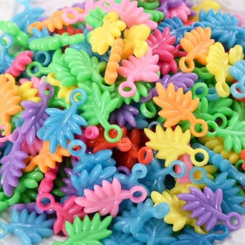 30Pcs/Lot Mixed Color Leaf Shape Acrylic Small Pendant For Jewelry Making DIY Bracelet Necklace Earrings Pendants Accessories