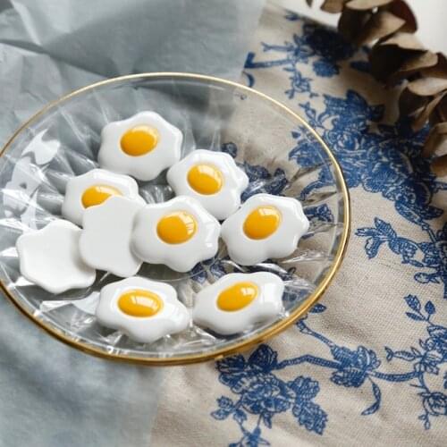 Cute Poached Egg Modeling Resin Patch Hair Band Hair Clip Accessories Japanese DIY Handmade Earrings Ear Stud Material Ins 4pcs