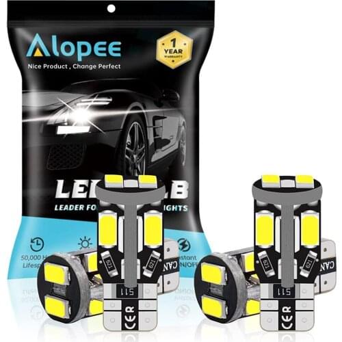 4-Pack T10 194 168 W5W 168 2825 Canbus 12V LED Light 10 SMD Car Map Dome Courtesy License Plate Side Marker Light White / Yellow