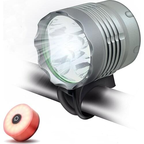 5*T6 LED Bike Front Light Lantern 7000 Lumen 18650 Battery Bicycle Headlight Lamp + Safety Warning USB Cycling Taillight