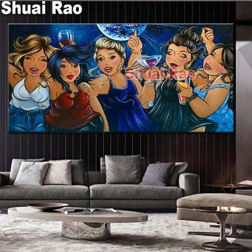 Fantasy Cartoon Fat Ladies Party 5D diamond painting diy Mosaic embroidery full drill cross stitch square Round, 2021 New Gift