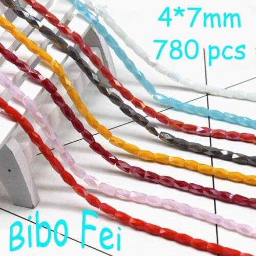 Free shipping multi color 4*7mm 780PCS Glass Czech crystal beads,Long Square crystal beads, bracelet necklace Jewelry Making