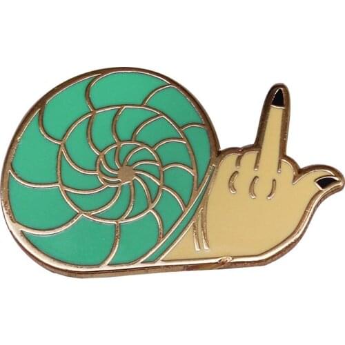 Snail middle finger brooch cute subtle message statement jewelry
